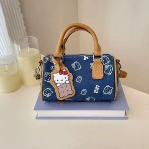 Blue Denim Hello Kitty Handbag with Tan Trim